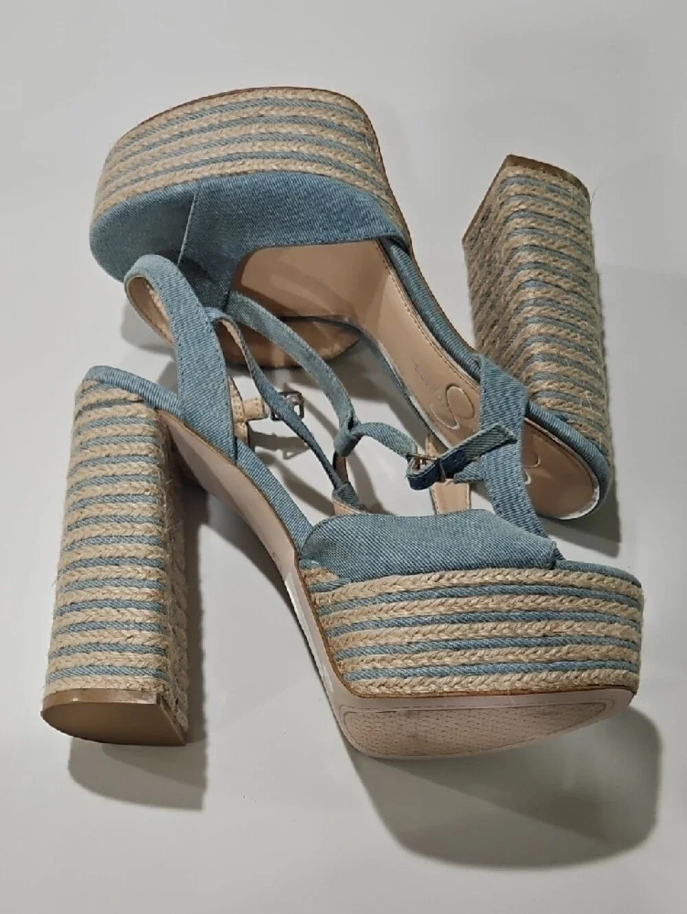 Jessica Simpson Denim Blue  Platform Sandals Size 9.5 Nwot